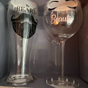 Beauty and the Beard Glass Drinking Gift Set